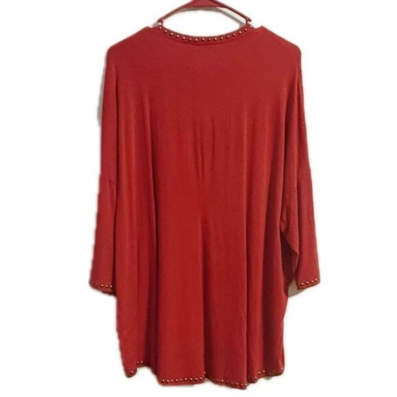 Premise Red Studded Tunic Top - Picture 4 of 5